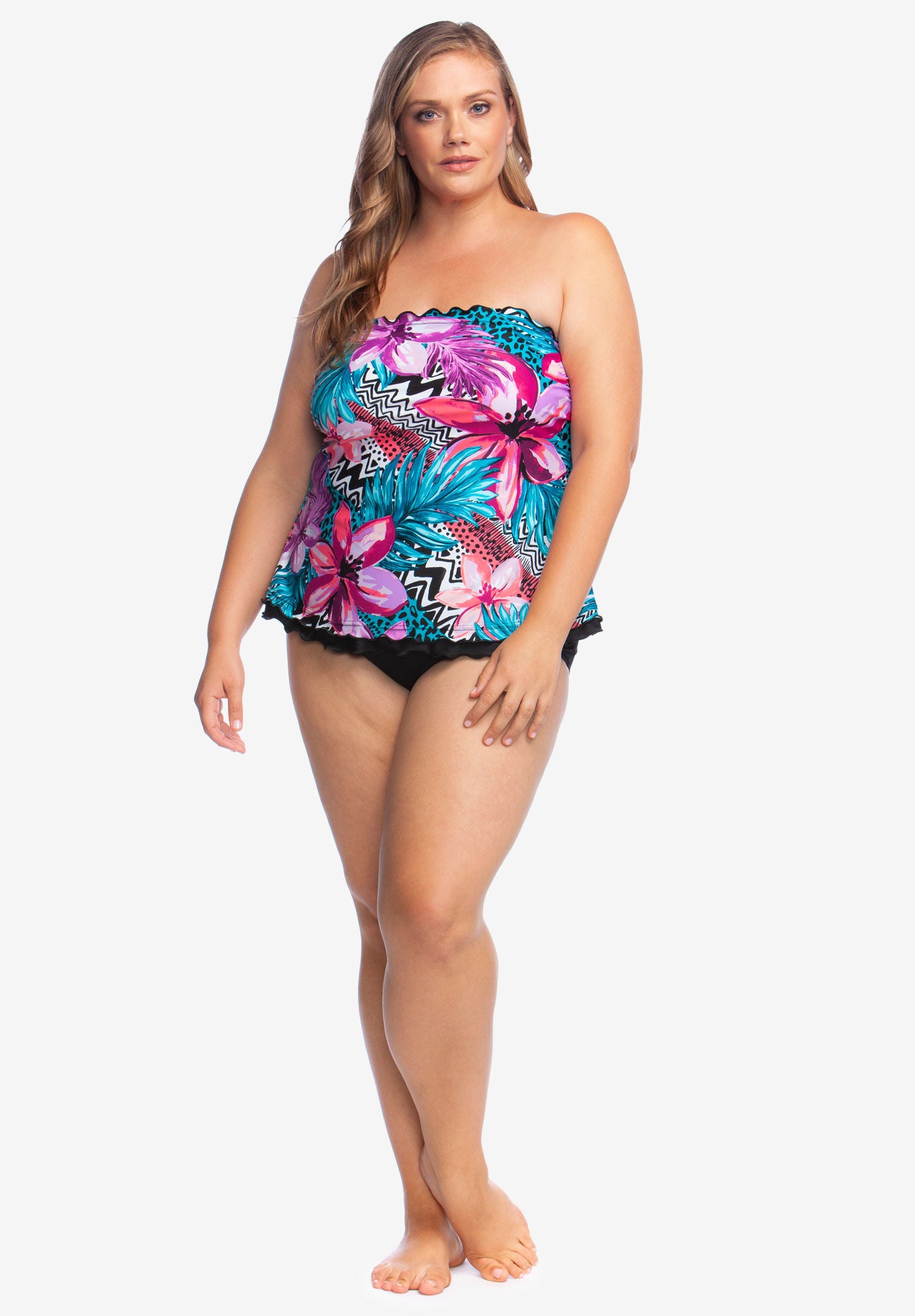 Ruffle Edge Tankini Top by Maxine of Hollywood Woman Within