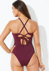Crochet High Neck One Piece Swimsuit, , on-hover image number null