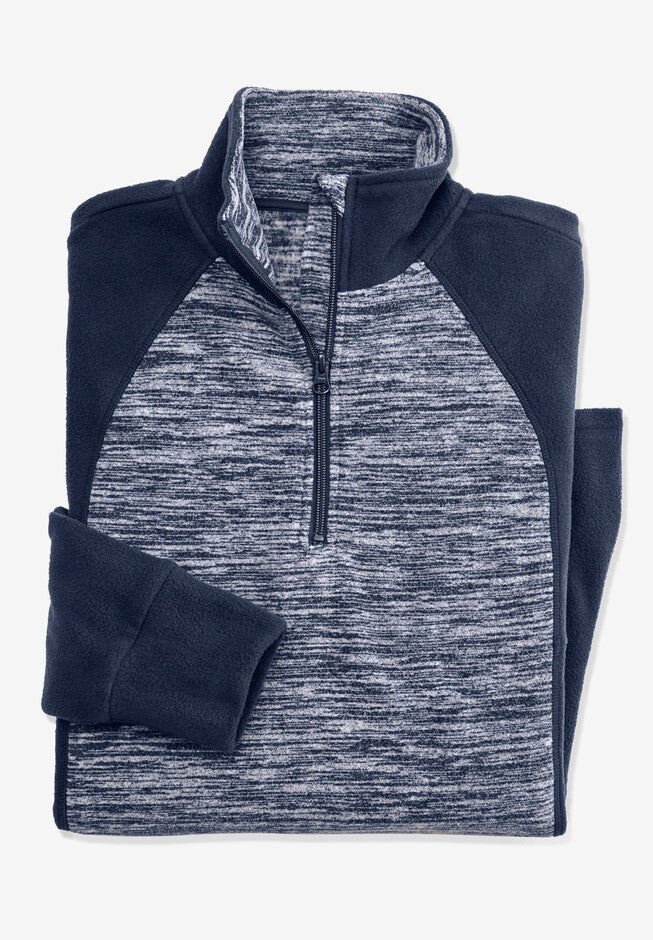 Microfleece Quarter Zip Pullover With Colorblocking, , alternate image number 3