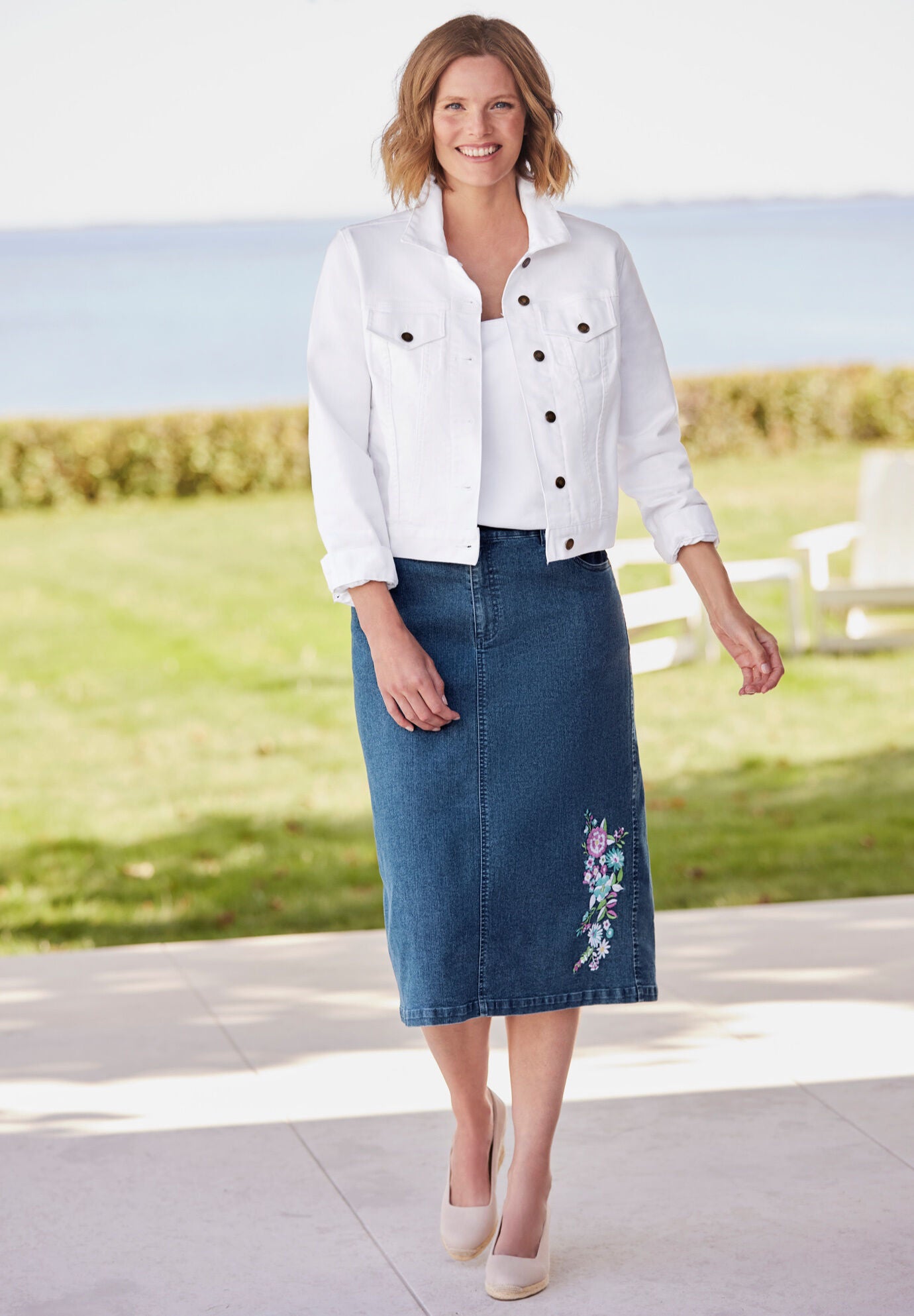 stretch denim jacket womens