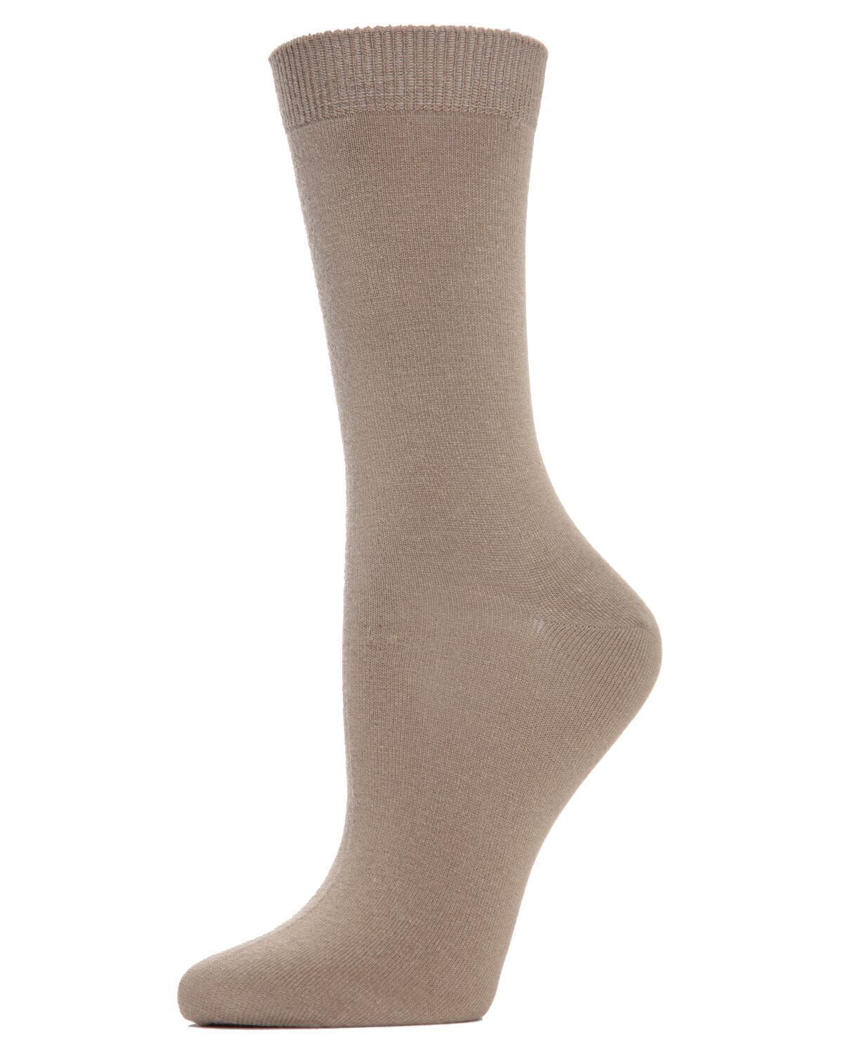 Women's Flat-Knit Bamboo Blend Crew Socks, KHAKI, hi-res image number 0