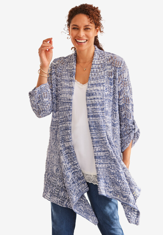 Open Front Pointelle Cardigan | Woman Within