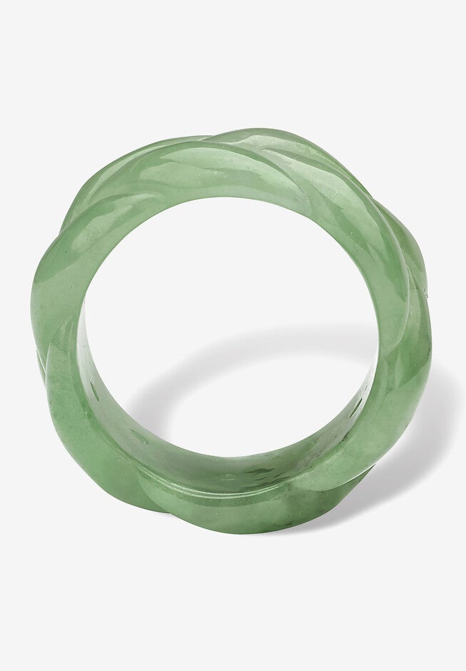 Genuine Green Jade Braided Eternity Ring, , on-hover image number 1