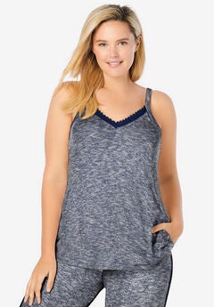 Marled Lace-Trim Sleep Tank
