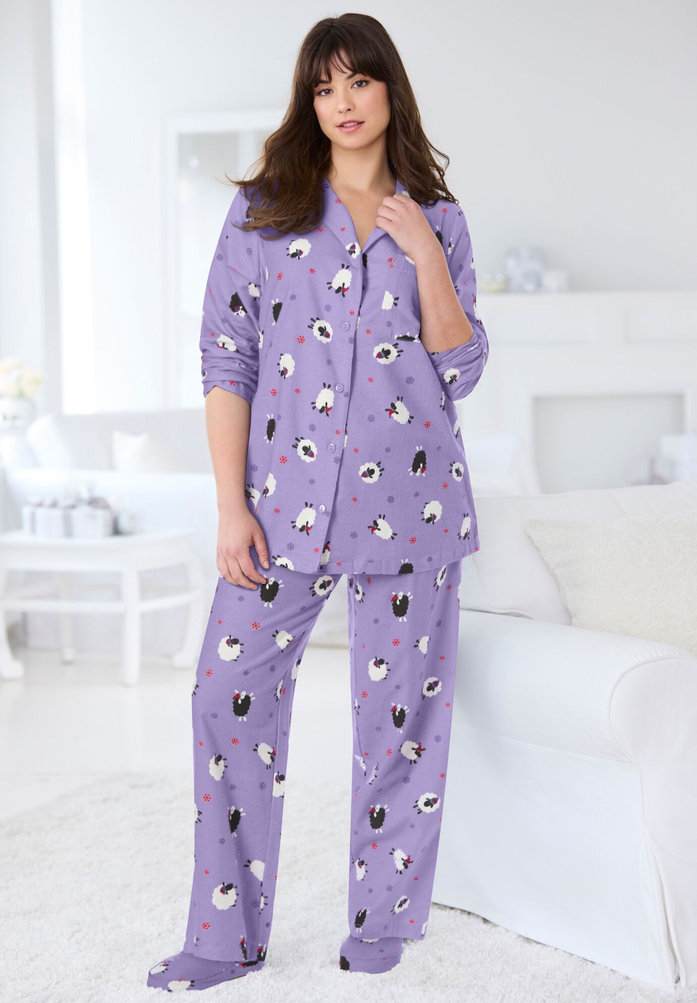 Woman within 2025 flannel pajamas