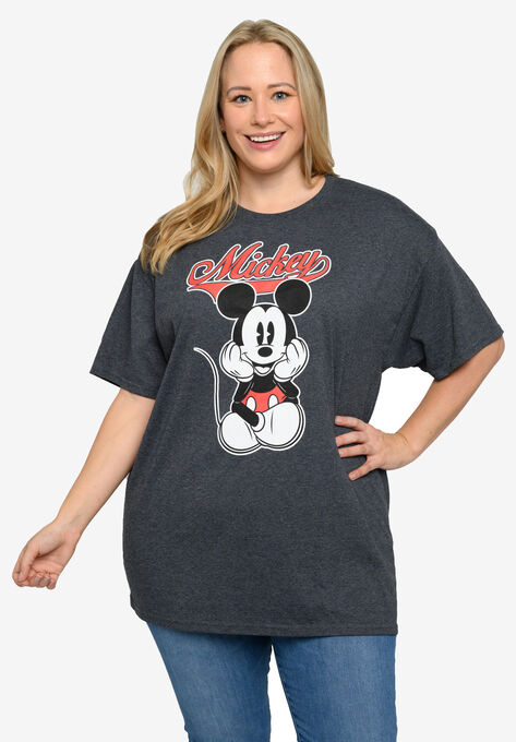 Disney Mickey Mouse Varsity T-Shirt Charcoal Gray T-Shirt, , alternate image number null
