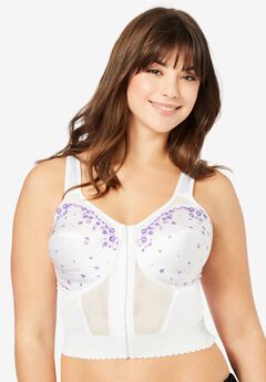 Embroidered Front-Close Longline Posture Bra