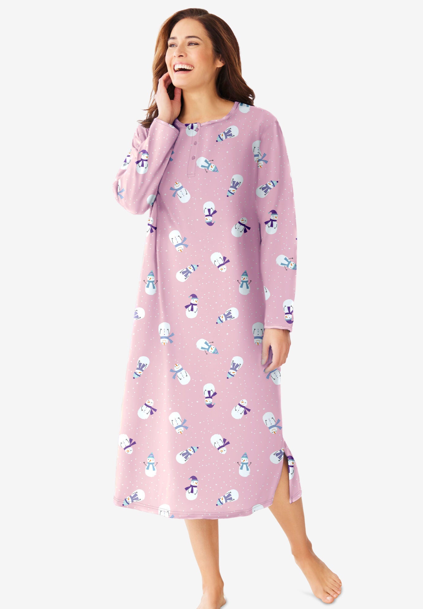 long sleeve henley nightgown