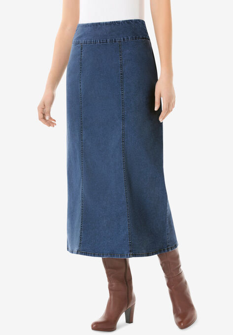 Flex-Fit Pull-On Denim Skirt | Woman Within