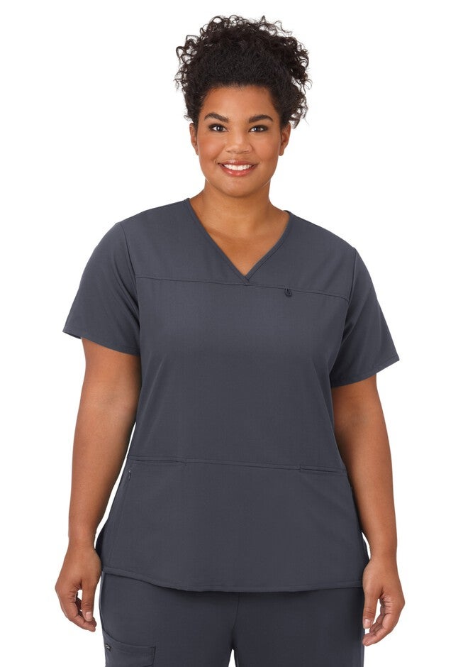 Jockey Scrubs Women's True Fit Crossover V-Neck Top, CHARCOAL, hi-res image number 0