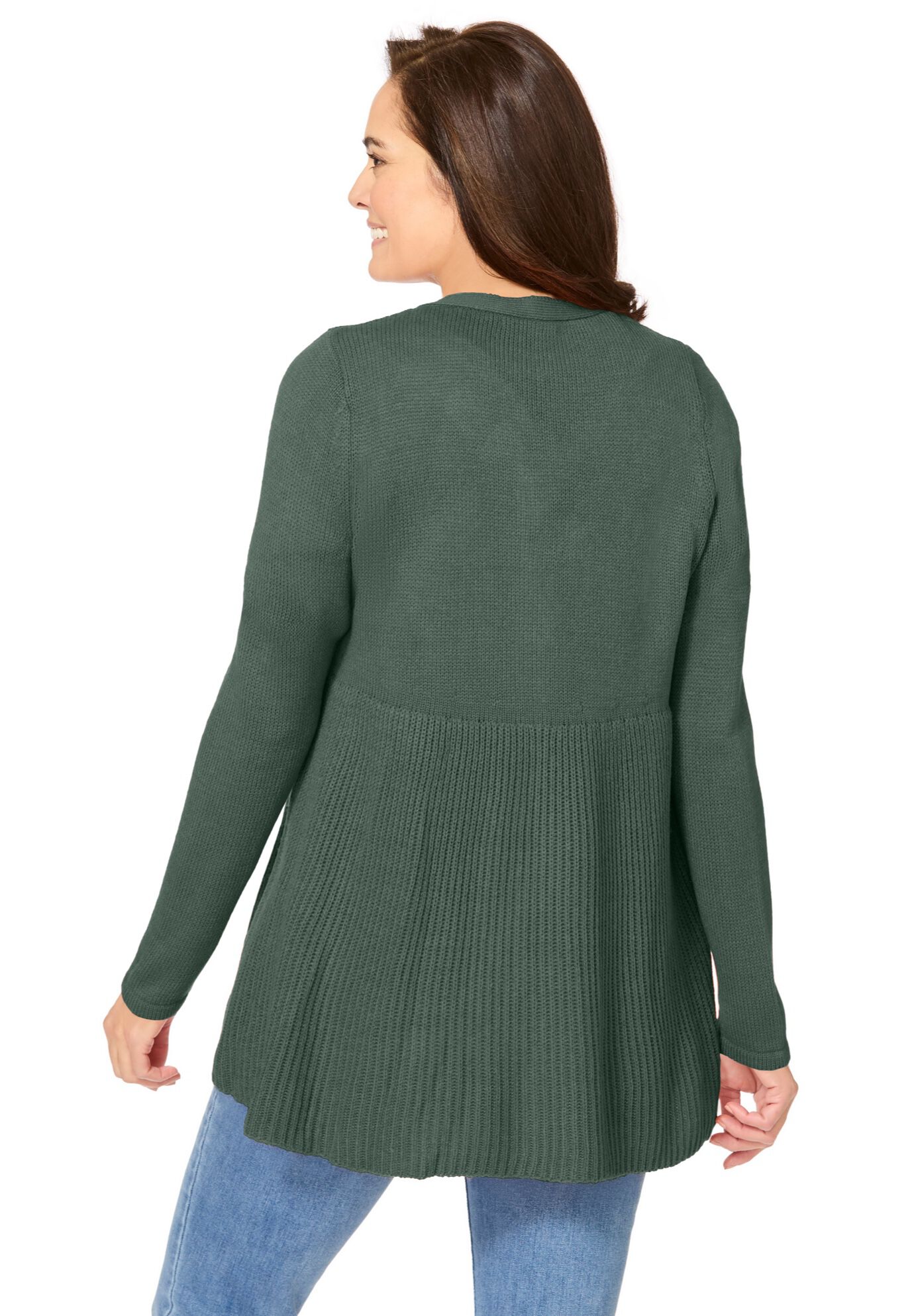Babydoll Cardigan Sweater, PINE, on-hover image number 1