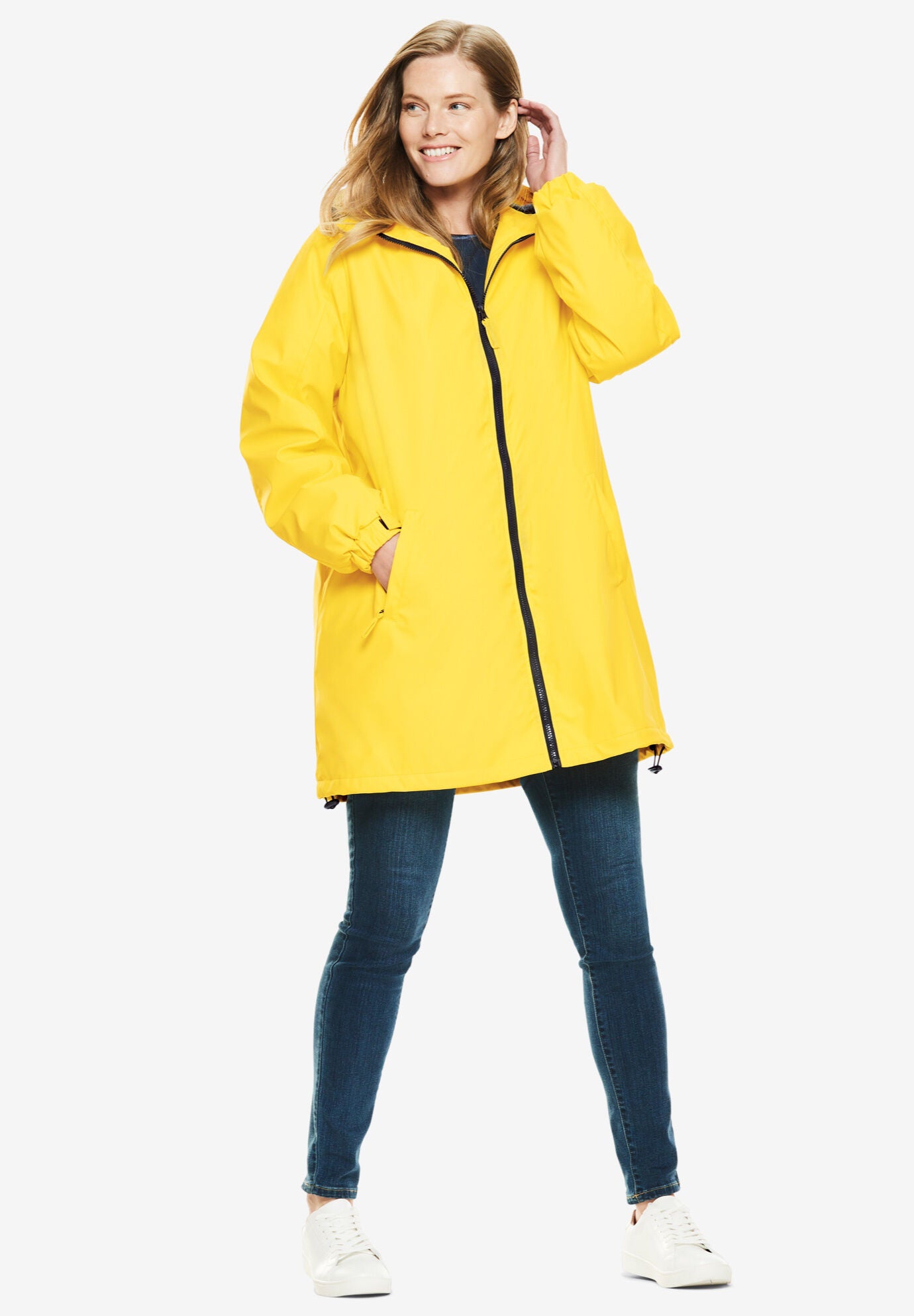 Waterproof Hooded Slicker Raincoat Freeport Black Woman Within