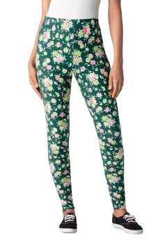 Stretch-Cotton Knit Pull-On Printed Leggings