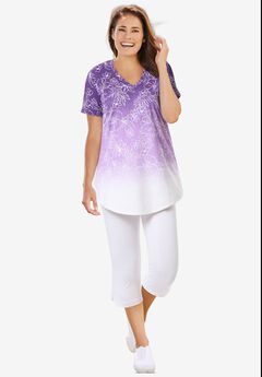 Two-Piece V-Neck Tunic & Capri Set