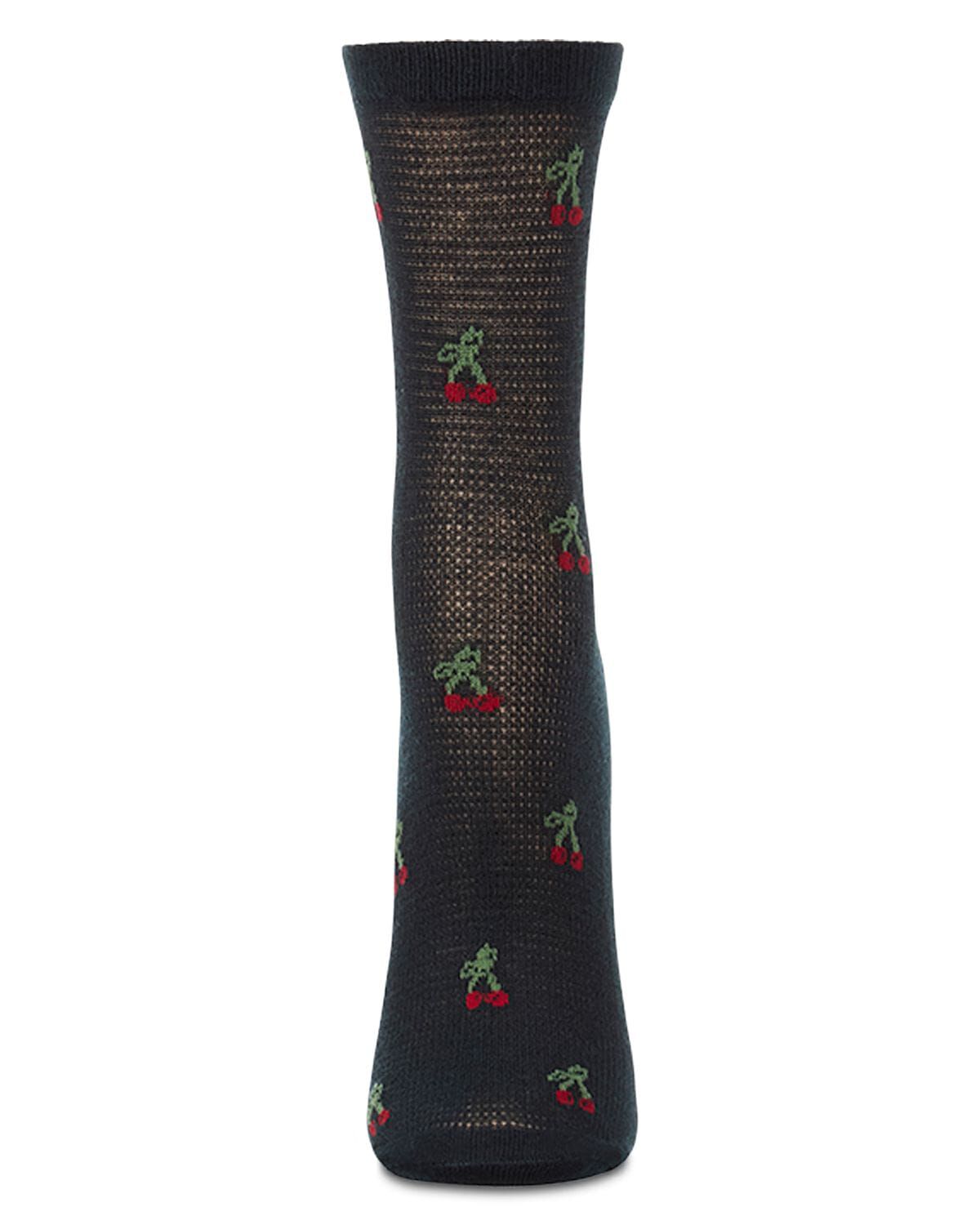 Women's Cherrybomb Waffle Knit Cotton Blend Anklet Socks, BLACK, alternate image number 1