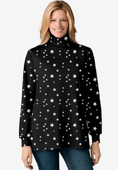 Perfect Printed Long-Sleeve Turtleneck Tee