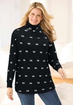 Perfect Printed Long-Sleeve Turtleneck Tee