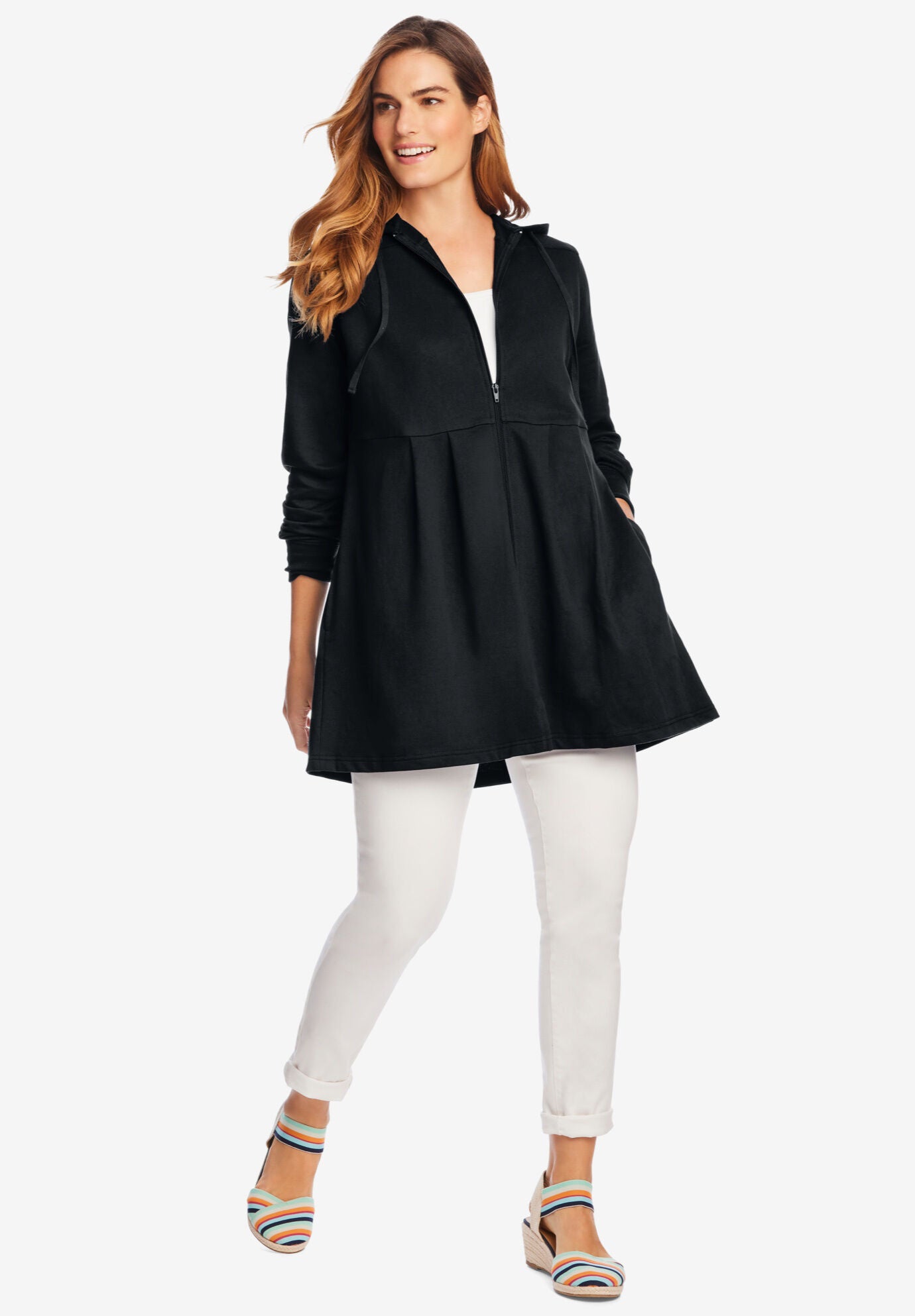 Zip primal up box pleated peplum jacket