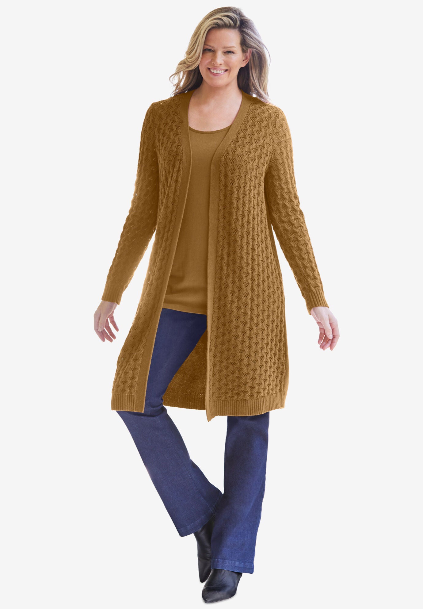 Pointelle Cardigan, TOFFEE, hi-res image number 0