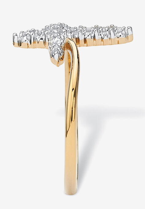 Yellow Gold-Plated Sterling Silver Genuine Diamond Accent Cross Ring, , on-hover image number null