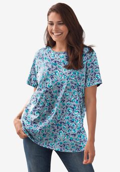 Perfect Printed Short-Sleeve Crewneck Tee