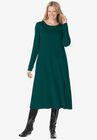 Thermal Knit A-Line Dress, EMERALD GREEN, hi-res image number null