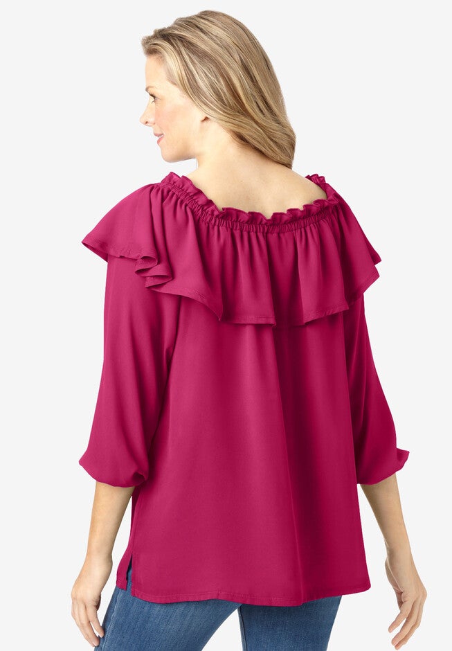 Ruffled Off-the-Shoulder Tunic, , on-hover image number null