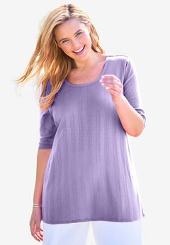 Pointelle Scoopneck Tee