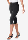 Stretch Cotton Capri Legging, BLACK, hi-res image number null