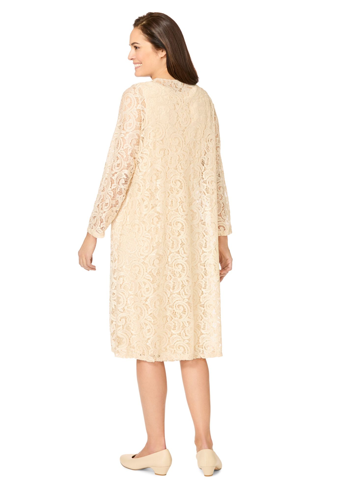2 piece Lace Jacket Dress, MOCHA, on-hover image number 1