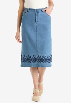 Stretch Denim Five-Pocket Jeans Skirt