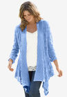 Open Front Pointelle Cardigan, FRENCH BLUE, hi-res image number null