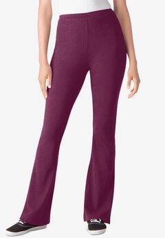 Stretch-Cotton Knit Pull-On Bootcut Leggings