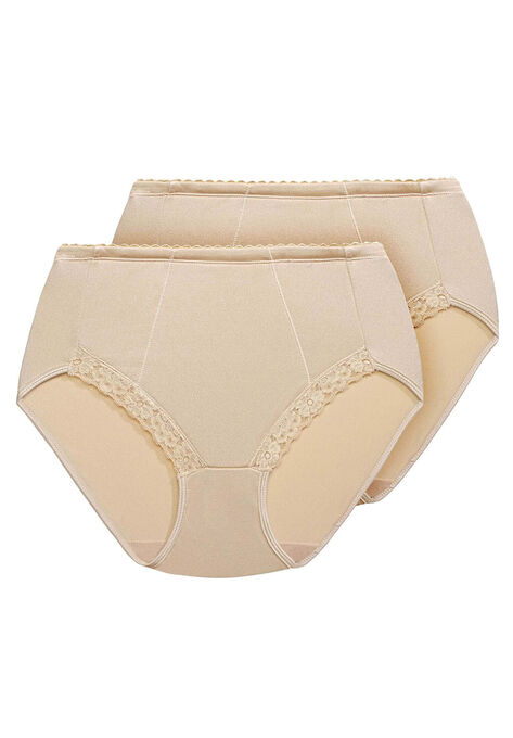 Exquisite Form® 2-Pack Control Top Lace Shaping Panties, NUDE, hi-res image number null