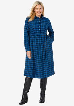 Plaid flannel A-line shirtdress