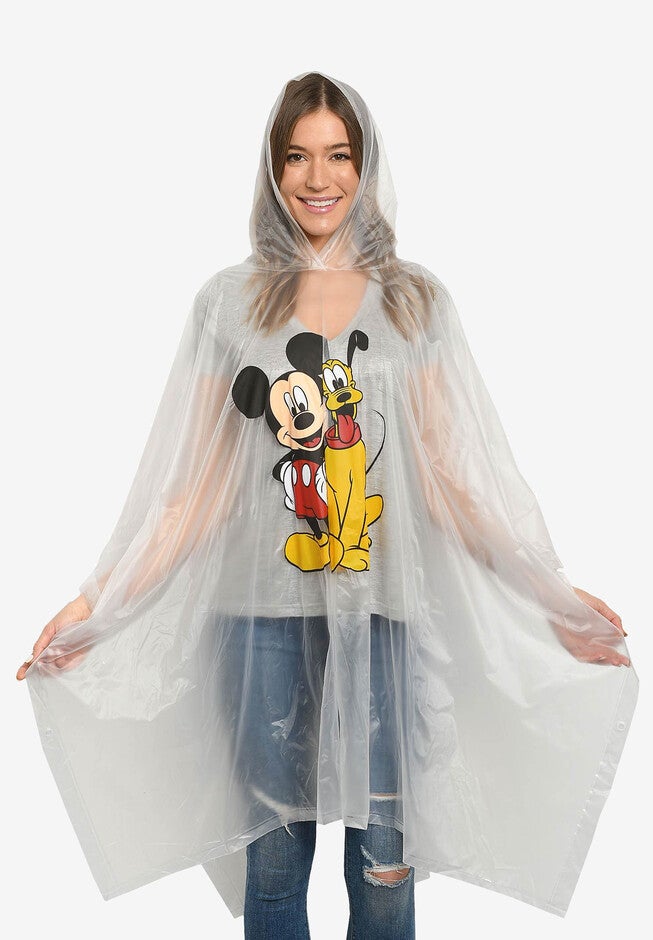 Adult Unisex Disney Mickey Mouse & Pluto Rain Poncho Clear Vinyl, , on-hover image number 1
