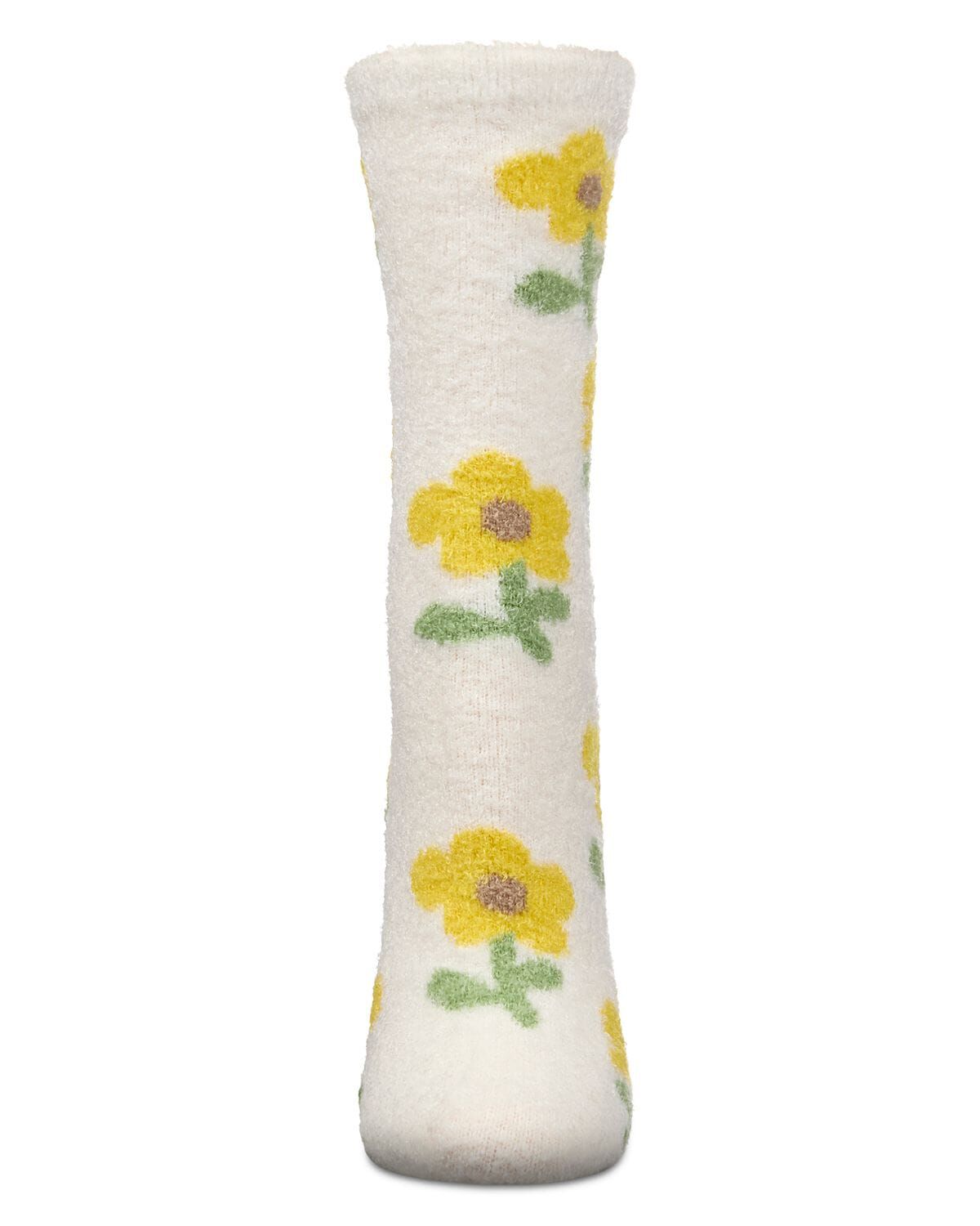 Women&#39;s Flower Aloe Infused Crew Socks, IVORY, alternate image number 1