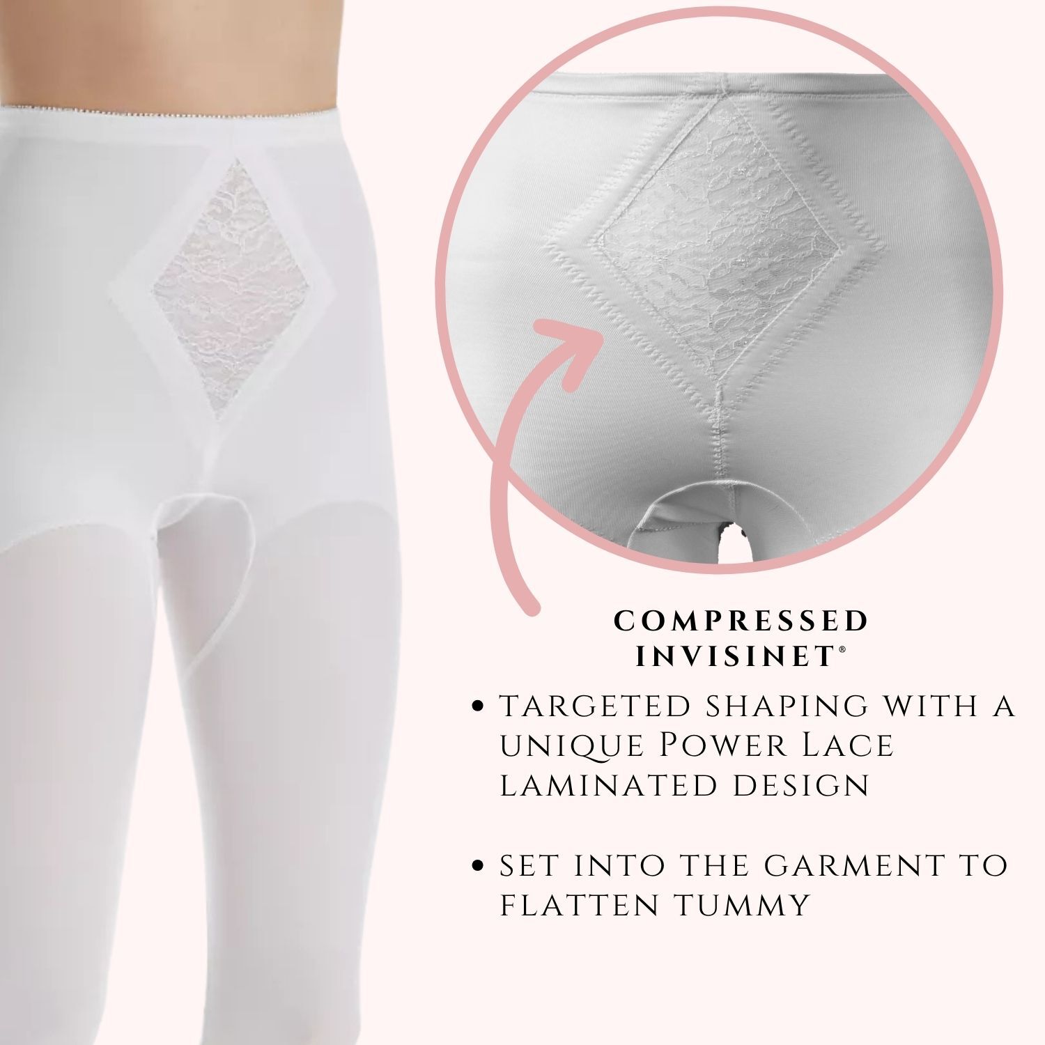 Moderate Control Waistline Capri Pant Liner with Tummy Control Panel Memory Compression Fabric 6265, WHITE, alternate image number 3