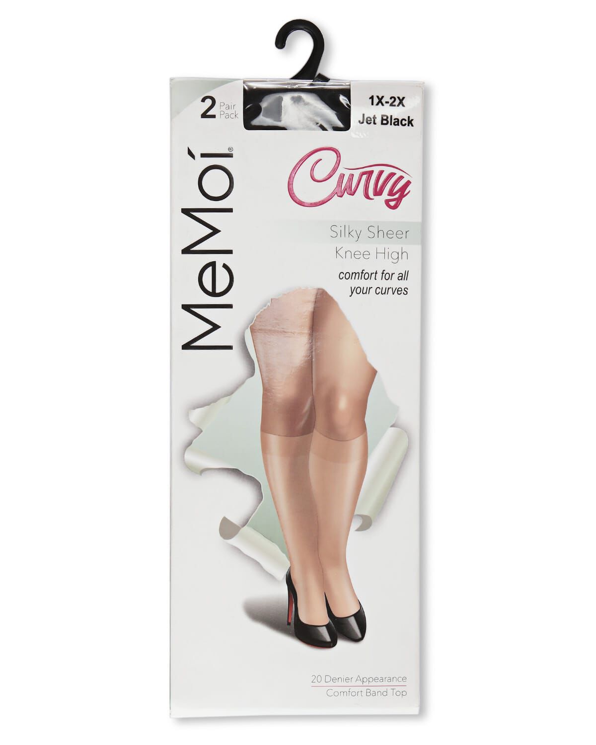 Women&#39;s 2 Pair Pack Silky Sheer Curvy Knee Highs, JET BLACK, alternate image number 3