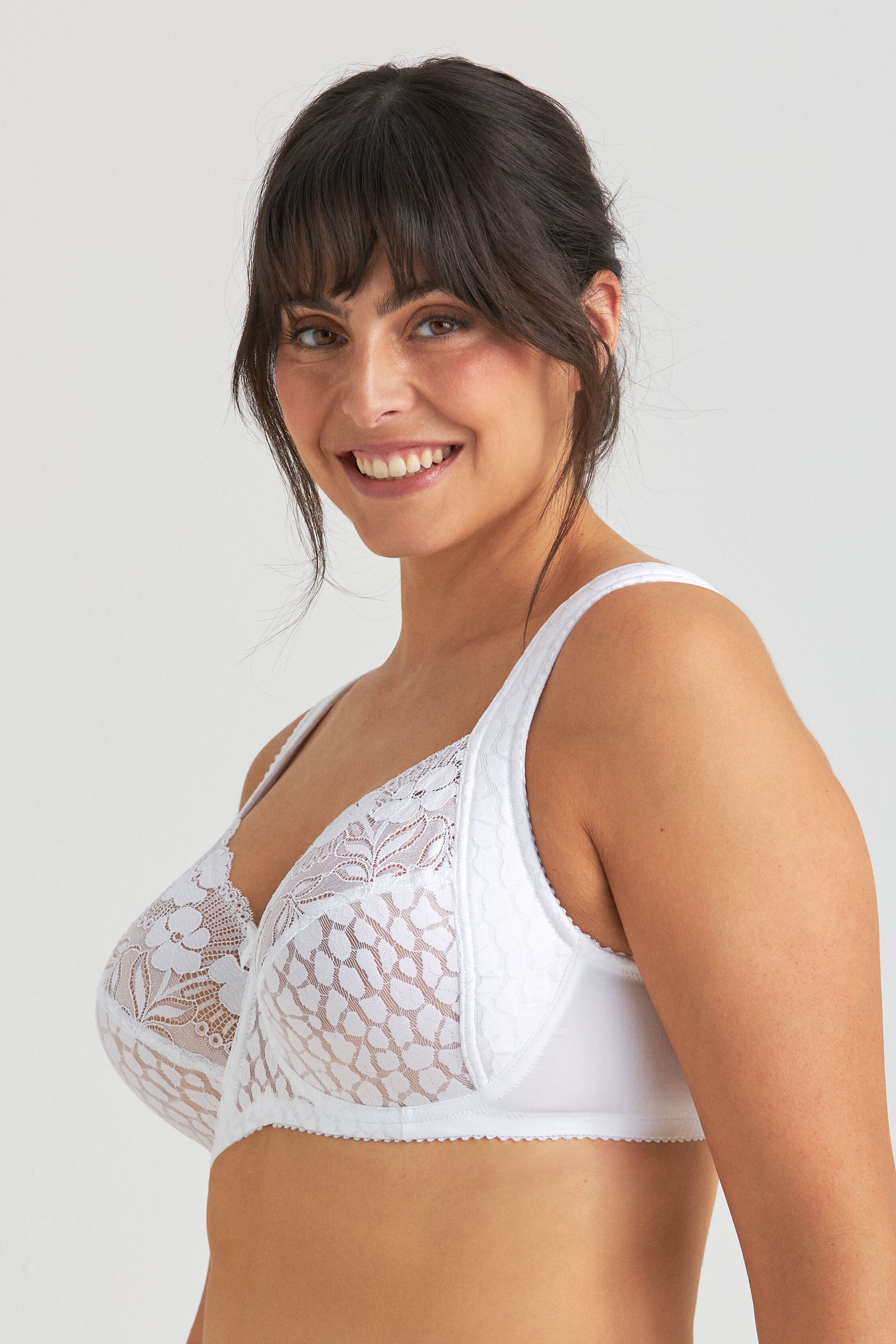 Jacquard & Lace bra, WHITE, alternate image number 2