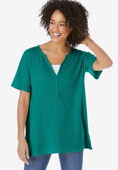 Split-Neck Henley Thermal Tee