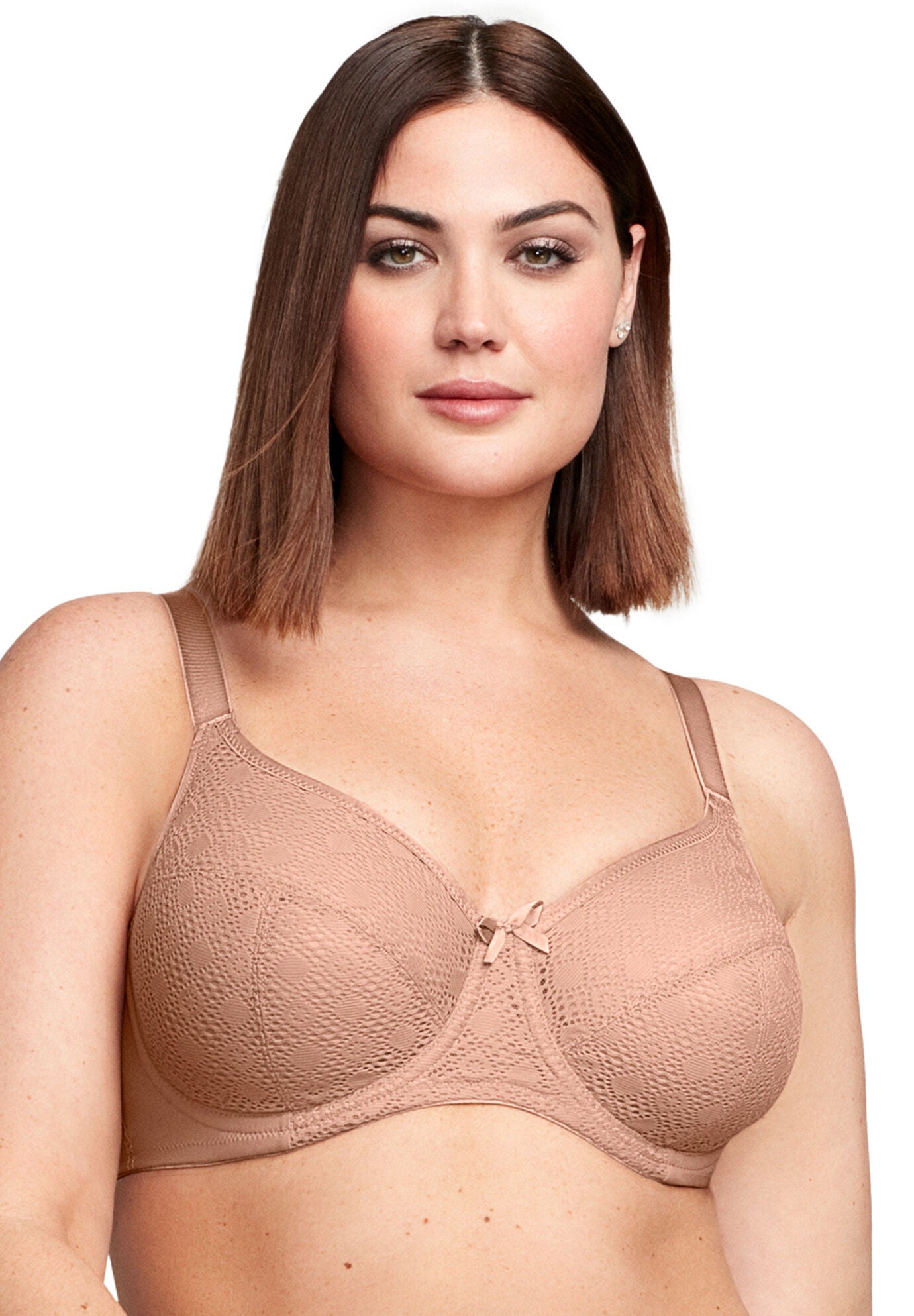 Full Figure Plus Size Lace Comfort Wonderwire Bra Underwire #9855 Bra, CAPPUCCINO, hi-res image number 0