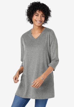 Perfect Three-Quarter Sleeve V-Neck Tunic