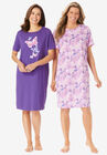 2-Pack Short-Sleeve Sleepshirt, PLUM BURST FLORAL BUTTERFLY, hi-res image number null