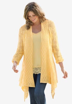 Open Front Pointelle Cardigan