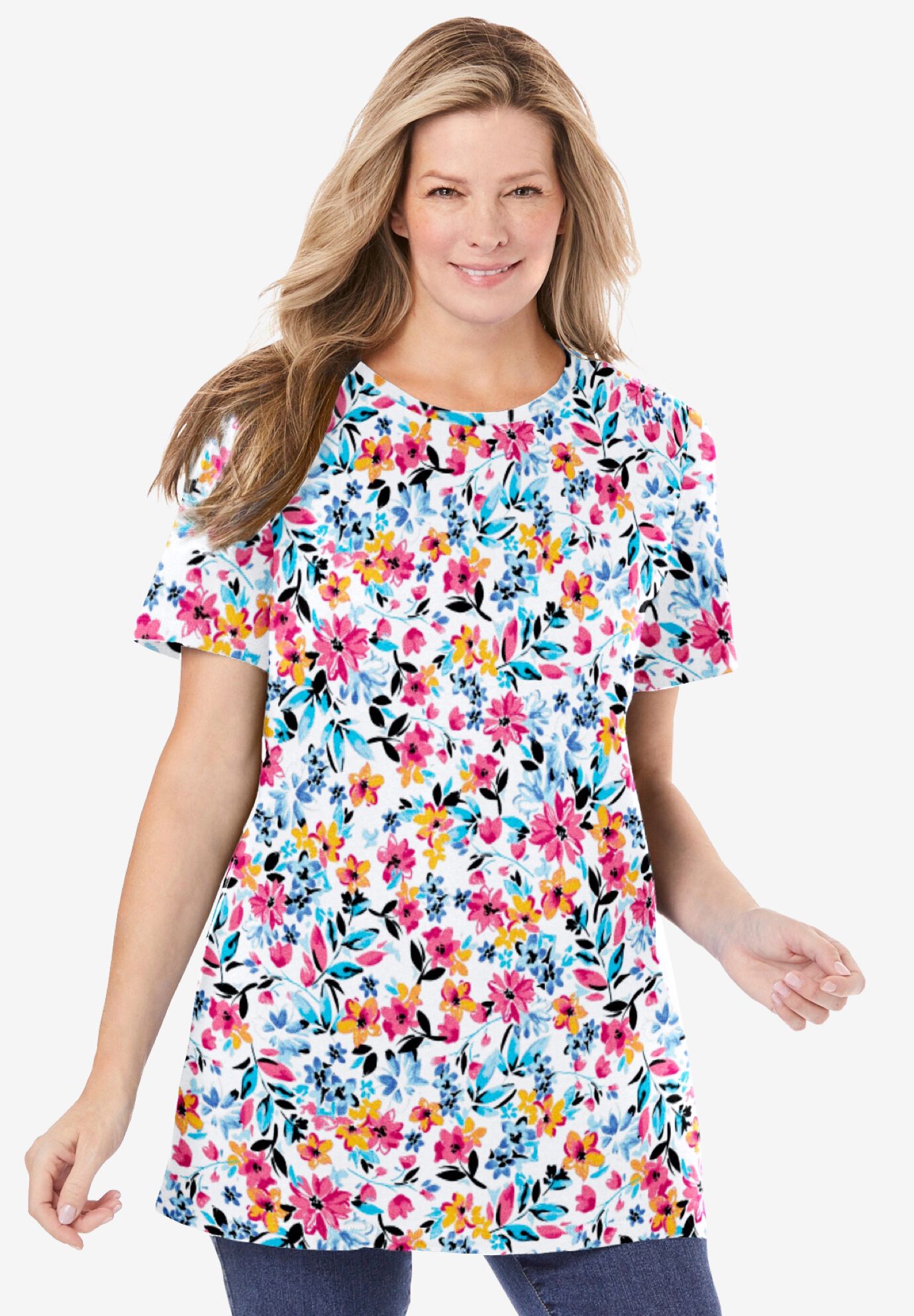 Perfect Printed Crewneck Tunic, , on-hover image number 1