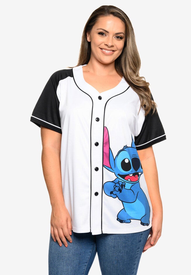 Disney Stitch Baseball Jersey Button Down Shirt , , alternate image number 2