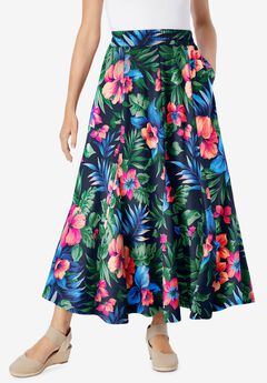 Wide Elastic Waist Skirt