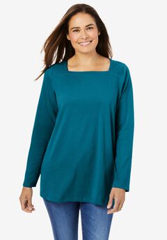Perfect Long-Sleeve Square-Neck Tee