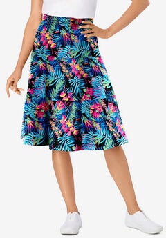 Elastic-Waist Knit Tiered Skirt